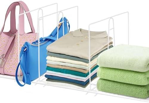 Wire Shelf Dividers, 8 Pack Closet Dividers for Wire Shelves, Tall White Metal Shelving Organizer for Closet Storage Organization, Shelving Separator Divider for Purse Bag Handbag Sweater Towel