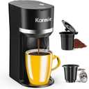 Single Serve Coffee Maker for K-Cup and Ground Coffee, Fast Brew, 6-12 oz Brew Sizes One Cup Coffee Machine Fits 5.5" Mugs, One-Button Small Coffee Maker, Descaling Reminder,Black,9.45 Inches