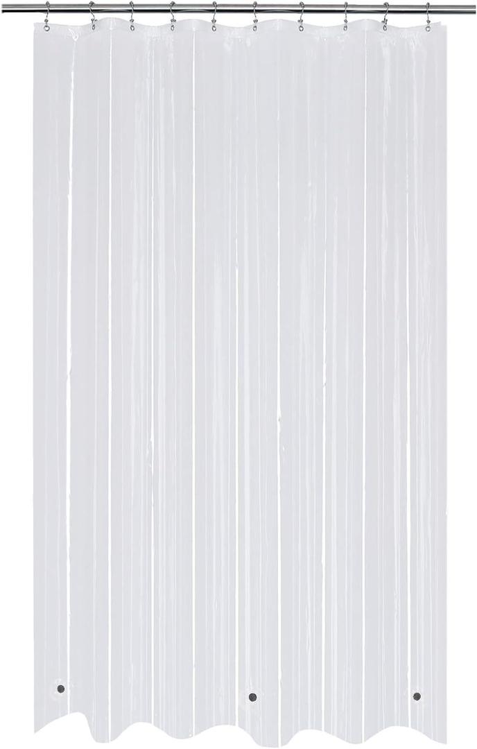 Mrs Awesome Stall Shower Curtain Liner with 3 Magnets 54 x 72 inch, PEVA 8G Thick & Heavy Duty Plastic Shower Curtain for Bathroom, Waterproof, 54x72, Clear