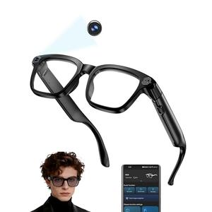 MNVOEQ AI Smart Glasses with Camera 4K, Video Recording.Bluetooth for Men & Women -Hands-Free Recording Glasses with Audio, Al-Powered Wearable Tech