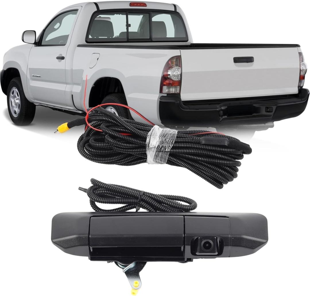 Dasbecan Tailgate Handle Rear View Backup Camera 6909004020 Compatible with Toyota Tacoma 2005-2015 Black Aftermarket Replacement Reverse Parking Liftgate Latch Handle Camera (RCA Connector)