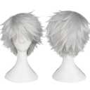 BESTBEL+Hair Cap Short Sliver Wig Sliver Short Wig for Men Short Messy Wig Synthetic Anime Hair for Halloween Cosplay Mens Cosplay Outfit for Costume Party