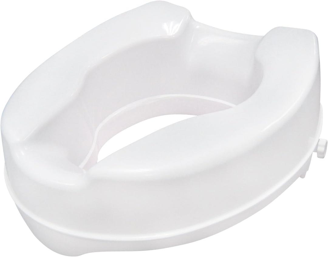 Drive Medical Raised Toilet Seat with Lock, Standard Seat, 4" (4 Inch (Pack of 1))
