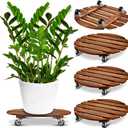 Taiyin 4 Pack 16 Inch Wooden Plant Stand with Lockable Wheels 220 Lbs Heavy Duty Rolling Stand with Casters Strong Plant Roller Dolly Base for Outdoor Indoor