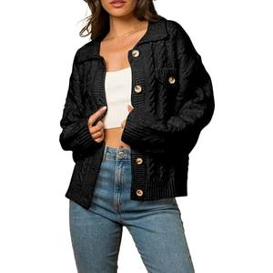 Sidefeel Women's 2024 Fall Long Sleeve Open Front Cardigan Sweaters Button Down Cable Knit Chunky Sweaters Outwear Small Sidefeel Women's 2024 Fall Long Sleeve Open Front Cardigan Sweaters Button Down Cable Knit Chunky Sweaters Outwear Small