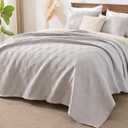 EMME Quilts King Size Bedding Sets, Light Grey Bedspread Soft Lightweight Pre-Washed Quilt, 3 Piece Cozy Reversible Microfiber Ultrasonic Coverlet with Pillow Sham (Diamond Pattern,106"x96")