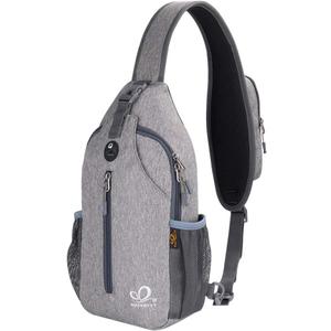 WATERFLY Crossbody Sling Backpack Sling Bag Travel Hiking Chest Bag Daypack (Gray)