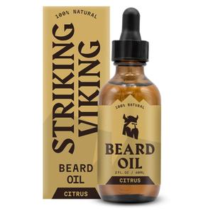 Striking Viking Beard Oil for Men - 2 Fl Oz, Citrus Scent - Naturally Derived Conditioner with Almond, Tea Tree, Argan & Jojoba Oil for Beard Growth, Softening & Moisturizing (2 Fl Oz (Pack of 1))