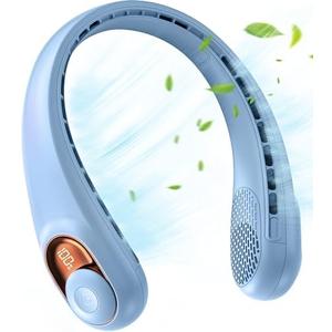JIAGE Neck Fan, Portable Neck Fan Rechargeable, 5200mAh Battery Operated, LED Display, 360-Degree Cooling, 3 Speeds, Quite, Bladeless Design Neck Fans, Personal Neck Cooler, Light Blue JIAGE Neck Fan, Portable Neck Fan Rechargeable, 5200mAh Battery Operated, LED Display, 360-Degree Cooling, 3 Speeds, Quite, Bladeless Design Neck Fans, Personal Neck Cooler, Light Blue