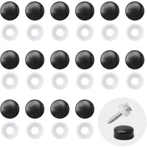 100pcs Plastic Screw Covers, Dome Cap (Black)