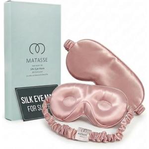 MATASSE 100% Mulberry Silk Sleep Mask 22 Momme Grade 6A - 3D Contoured Eye Mask for Sleeping, 14mm Deep Eye Cups, Total Blackout Blindfold for Women Men, Adjustable Strap, Side Sleeper (Pink)