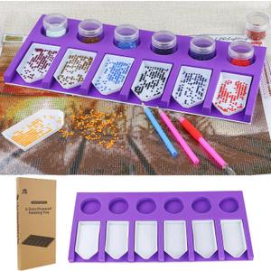 Diamond Painting Accessories Tray Organizer for Diamond Art Kits for Adults, Diamond Art Accessories Tools Kits, Diamond Art Storage Tray for Glitter Rhinestones, Diamond Bead Organizer Tray (6 Slots Trays)