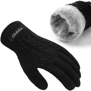 Clothclose Winter Gloves for Women Thicken Warm Fleece lined Touch Screen Knit Wool Gloves for Cold Weather (Gray)