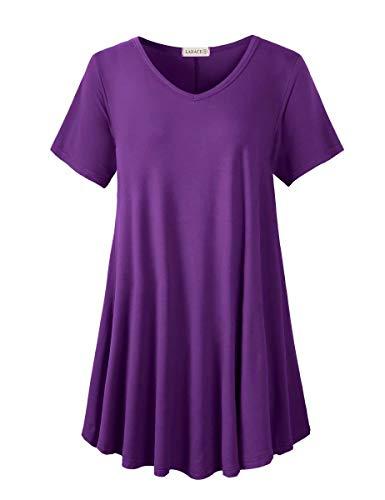 LARACE Casual Tops for Womens Summer Clothes Loose Fit Short Sleeve Shirts Flowy V Neck Tunic Plus Size Blouse(Deep Purple 4X) LARACE Casual Tops for Womens Summer Clothes Loose Fit Short Sleeve Shirts Flowy V Neck Tunic Plus Size Blouse(Deep Purple 4X)