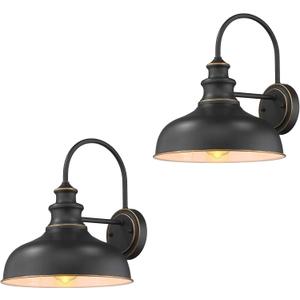 zeyu Farmhouse Barn Light Fixture, Wall Sconce 2 Pack in Black Finish, 02A390-2 ROB