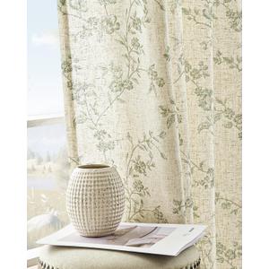 jinchan Linen Floral Curtains for Living Room 84 Inch Length Sage Green Printed Curtains Back Tab French Country Farmhouse Flower Patterned Drapes Bedroom Window Curtain Set 2 Panels