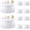 10 Pack White Round Spandex Tablecloth for 60inch Tables, 120 Inch Stretchy Fitted 5FT Round Table Clothes Wrinkle Free Washable Table Covers Skirt for Wedding Birthday Party Dining Banquet