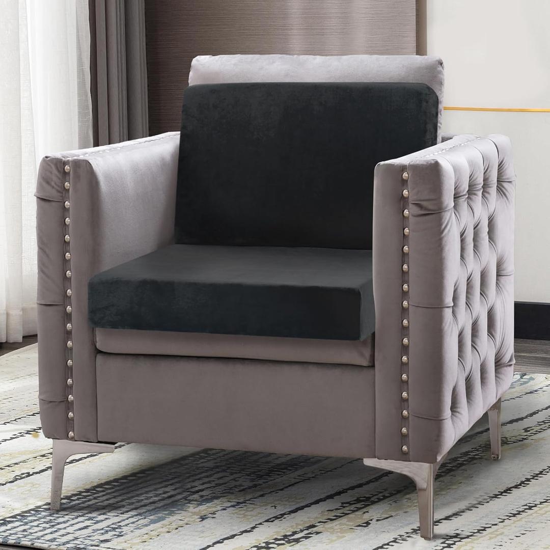 Foam Recliner Chair Cushions Wheelchair Cushions, Non-Slip 4" Thick Supportive Lumbar Support Pillow for Elderly Supportive Seat Cushion with Lumbar Pillow; 20x20x4"+12.8" Backrest Height,Black