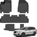 Auxko All Weather Floor Mats Fit for Nissan Pathfinder 2022-2025 2026(8 Seaters) / Infiniti QX60 (7 Seaters) TPE Rubber Liners Set All Season Guard Odorless Anti-Slip Floor Mats