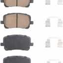 Front Semi-metallic Disc Brake Pads Set for Pontiac Vibe, Toyota Corolla, Toyota Matrix(Exc 2007-2008 XRS Model) 2003 2004 2005 2006 2007 2008, 4PCS(With Hardware)