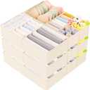 Criusia 15 Pack Drawer Organizer for Clothes, Foldable Dresser Dividers with 3 Sizes, Fabric Storage Bins – Beige