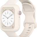 Silicone Bands Bumper Case Compatible with Apple Watch Band 38mm 40mm 41mm 42mm 44mm 45mm 46mm 49mm Women Men, Sport Strap Protective Cover Wristband for iWatch Ultra Series 11 10 9 8 SE 7 6 5 4 3 2 1 (Starlight)