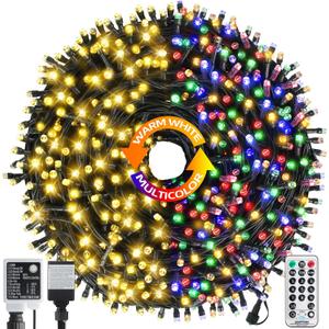 MZD8391 262FT 800 LED Color Changing Christmas Lights Outdoor Indoor, Warm White Multicolor Christmas Tree Lights, Waterproof Fairy String Light Timer Remote, 11 Lighting Modes