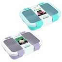 GPREESUS 2Pcs Bento Box,Lunch Box Containers,Cute 3 Compartment Food Container (Blue+Purple)