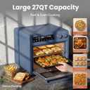 SMIRLY Digital Air Fryer Toaster Oven Combo, 25L Convection Countertop Oven, 10-in-1 Multi-Function Fits 12" Pizza & 6 Slices of Toast, Stainless Steel, Blue