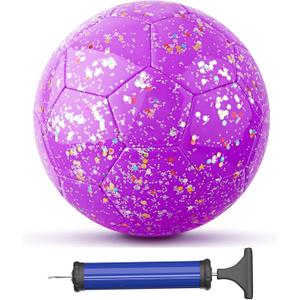 Soccer Balls Size 3, Sparkle Soccer Ball for Girls Kids 3-8 4-6 6-8 Glitter Outdoors Sports Recreation Playing Ball for Birthday Easter Soccer Gifts