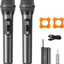 Wireless Microphones, Two Rechargeable Bluetooth 5.3 Microphones for Karaoke Singing, Rechargeable Dynamic Mic System with Receiver for Church, Party, Meeting, Speech, PA System, Plug and Play