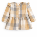 Infants Girls Long Sleeve Plaid Prints Ruffles Jacket Kids Jacket Tops Leisure Dailywear, Brown, Size 12 Months