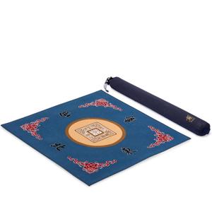 Yellow Mountain Imports Table Cover for Mahjong, Poker, Card Games, Board Games, Tile Game, and Dominoes - 31.1 Inches - Roll-up Gaming Mat with Carrying Bag (Blue)