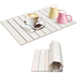 Large Stone Dish Drying Mat for Kitchen Counter, 24"x16" Collapsible Quick Dry Stone Dishes Mats, Water Absorbent Diatomaceous Earth Mats for Bottles Cups Dishes, Match Any Countertop