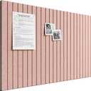 Bumusty Large Cork Board Alternative-36 x 24" Felt Bulletin Board Tiles, with 30 Pushpins, 40 Adhesive Tabs, Fine-Stripe 6-Pack, Cork Boards for Office Push Pin Board Felt Board-Pink
