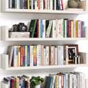 Floating Bookshelves for Wall - Wall Mounted Bookshelf Set of 4, U-Shaped Hanging Bookshelf for Bedroom, Living Room & Office, Wall Book Shelf for Home Decor & Storage (4, White, 23.63 Inches)