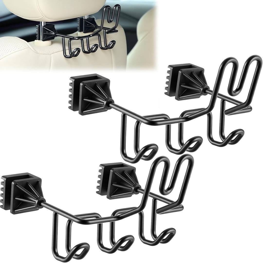 Enhon Hard Hat Holder for Truck, Car Holder Organizer with 3 Hooks for Safety Helmet, Caps, Jacket & Tool Bag, Hard Hat Accessories for Men & Women  Patent Pending(Black,2 Pcs)