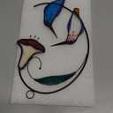 Lolitarcrafts Hummingbird with Flower Stained Glass Suncatcher Bird Stained Glass Window Hangings Hummingbird Gift for Home Decor (Blue 1 Pair)