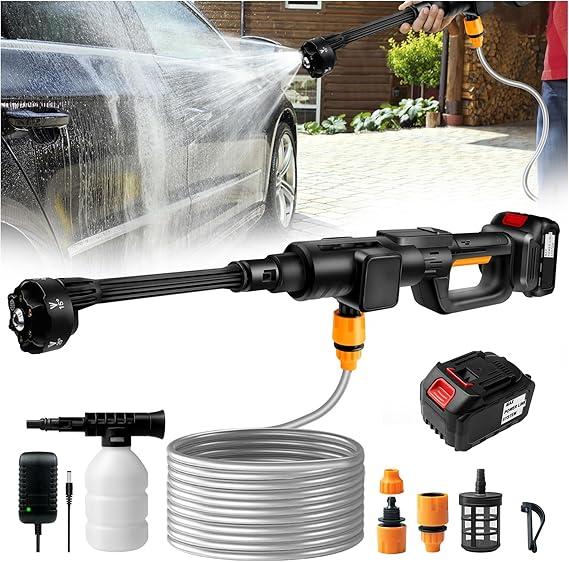 Battery Pressure Washer Car, Battery Pressure Washer Gun with 6-in-1 Adjustable Nozzle, 65 Bar High Pressure Car Wash Gun, Portable Pressure Washer for Car, Cleaning & Watering Battery Pressure Washer Car, Battery Pressure Washer Gun with 6-in-1 Adjustable Nozzle, 65 Bar High Pressure Car Wash Gun, Portable Pressure Washer for Car, Cleaning & Watering