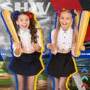 Jecery Set of 4 Halloween Clown Costume Cosplay Accessories Halloween Costume Full Uniform Set Cute Party Dress up Cosplay for Themed Parties Bow Hairpin Fishnet Socks Baseball Bat