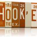 Texas Longhorns Hook Em Horns License Plate Sign - Metal Wall Art 16x6 Inch Aluminum - Burnt Orange White - SEC Fan Cave Dorm Room Decor UT - UV-Resistant Ready to Hang College Wall Sign