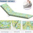 Outdoor Chaise Lounge Cushion for Patio Furniture 72 x 21 x 3 Inch, Water Resistant Patio Lounge Chair Cushion with Straps for Lawn Pool Furniture,Damask Green