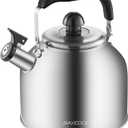 4.2 Quart/4L Stainless Steel Whistling Tea Kettle,Brushed Satin, Suitable to Boiling Water & Tea on Induction Stove, Gas Stove Top (Silver)