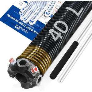 YoToolGDS Left Hand Wind（Black Cone）2" Garage Door Torsion Spring with Non-Slip Winding Bars & Gloves, High Precision Electrophoresis Black Coated, for Replacement, MIN 16,000 Cycles (0.250x2''x40'')