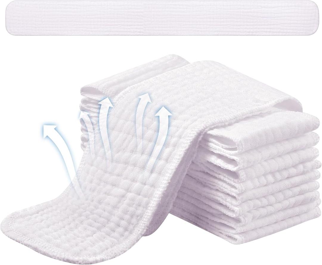 Toulite 10 Pcs 6 Layer Bra Liner Sweating, Cotton Sweat Liner Under Bra Pad Breast Washable Rectangle Absorb for Women Supply (Medium)