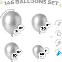 Balloon Garland Arch Kit 146 Pcs Metallic Silver Balloons for Baby Shower, Birthday, Gender Reveal, Wedding Party DIY Kit by Vellax