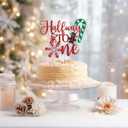 Half Way to One Cake Topper, Winter 1/2 Birthday, 1/2 Way to One, Sweet 6th Months, Snowflake Christmas Theme Half Birthday Party Decorations Red Glitter