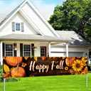 Happy Fall Large Banner Autumn Harvest Thanksgiving Decorations 118x20 Inch for Home Party Backdrop Pumpkin Sunflower Leaves Design Long Polyester Fabric Holiday Banner For gifts