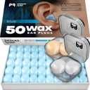 Peace&Quiet PQ Wax Ear Plugs for Sleeping, Swimming - 54 Noise Cancelling Silicone Gel Wax Earplugs, Ear Protection for Sleep and Swim, Soft Pillows with Sound Blocking Level 32Db, (54 Pillows) (Blue)