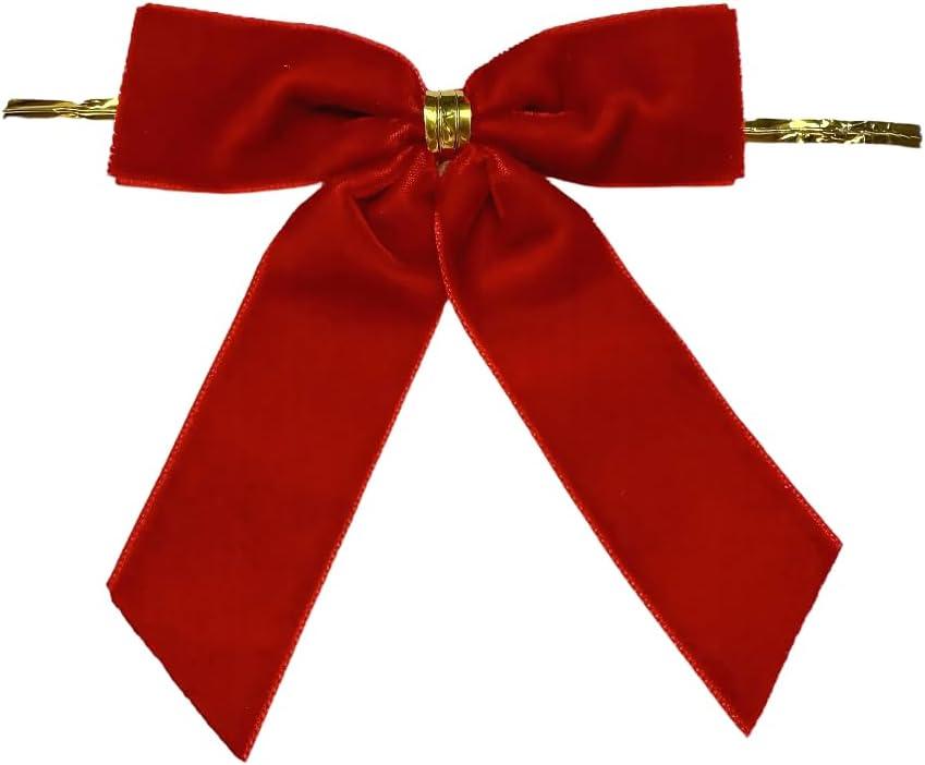 12 Pcs Red Small Velvet Bows Ornaments for Christmas Tree, Vintage Cute Christmas Ornaments for Home Decor, Tree, Mantle, Wreath and Gift Wrapping Crafts, 0.98’’ W/3.5 * 3.5 inch (Red, 12 Pcs)